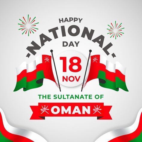 Flat design national day of oman | Free Vector #Freepik #freevector #design #flag #celebration #happy Oman National Day, Royal Enfield Wallpapers, Happy National Day, Sultanate Of Oman, National Day, Certificate Templates, Flat Design, Oman, Happy Day