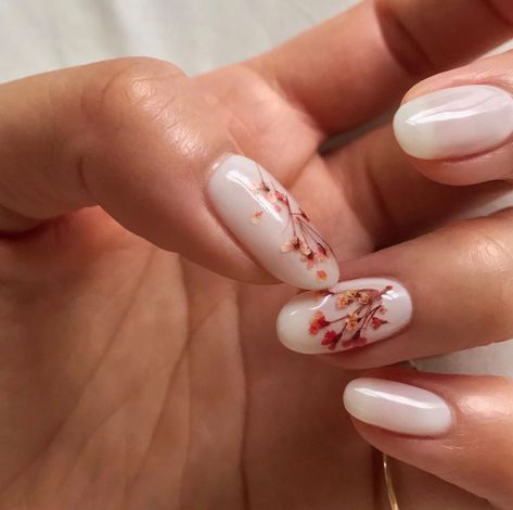 Pressed Flower Nails, Creative Nail Designs, Nail Ring, Nail Art Wedding, Short Nail Designs, Minimalist Nails, Dream Nails, Creative Nails, Powder Nails