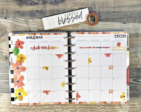 Happy Planner August Monthly Layout, August Happy Planner Layout, Happy Planner Monthly Layout, Happy Planner Layout Ideas, Happy Planner Dashboard, Happy Planner Monthly, Planner Monthly Layout, Organizer Tips, Plan My Life