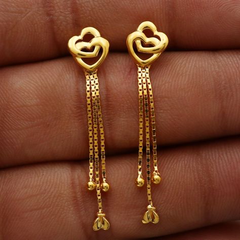 Beautiful yellow gold earrings jewelry from India, Best Wedding Handmade Jewelry for gift Metal- Yellow Gold Gold Purity- 22kt yellow Gold Weight - 2.28 grams approx Full Length - 3.8 cm approx Full Width - 0.8 cm approx more similar earrings - click the below link https://www.etsy.com/in-en/shop/morvijewels?ref=seller-platform-mcnav 2 Grams Gold Earrings, Gold Tops Earrings, 3 Grams Gold Earrings Indian, 2 Grams Gold Earrings Designs, Chain Tops, Gold Toe Rings, 22k Gold Earrings, Jhumka Designs, Gold Earrings Indian