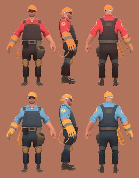 Tf2 Character Design, Medic Tf2 Reference, Engie Tf2, Medic Team Fortress 2, Tf2 Reference, Tf2 Characters, Engineer Character, Team Fortress 2 Engineer, Team Fortress 3