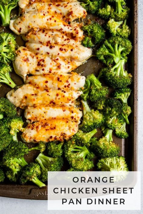 Juicy, sweet and sticky chicken with crispy broccoli make this Baked Orange Chicken Sheet Pan Dinner a simple favorite for everyone. Less mess and a healthy, hearty meal for the family! #sheetpandinner #onepanmeal #orangechicken #dinnerrecipe #chicken Sweet And Sticky Chicken, Crispy Broccoli, Chicken Sheet Pan Dinner, Baked Orange Chicken, Chicken Sheet Pan, Orange Baking, Sheet Pan Dinners Chicken, Sheet Pan Suppers, Sheet Pan Dinners Recipes