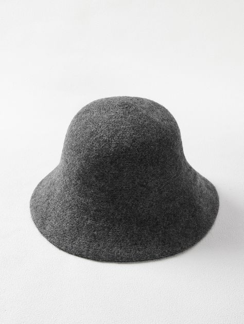 Dark Grey Casual   Wool Plain Bucket Hat Embellished  Fall/Winter Women Accessories Winter Bucket Hat One Size, Wool Bucket Hat Men, Black Winter Bucket Hat, Adjustable Wool Bucket Hat, Grey Bucket Hat, Chubby Fashion, Mens Hats Fashion, Holiday Party Outfit, Plus Size Fashion For Women