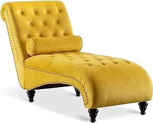 Yellow Chaise, Chaise Lounge Indoor, Tufted Chaise Lounge, Velvet Chaise, Velvet Chaise Lounge, Upholstered Chaise Lounge, Upholstered Couch, Yellow Living Room, Toss Pillow