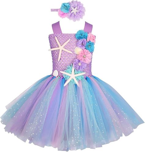 Amazon.com: Little Girls Mermaid Tutu Dress with Headband Under the Sea Themed Birthday Party Costume Outfit Kids Mermaid Dress : Clothing, Shoes & Jewelry Sea Themed Birthday Party, Mermaid Tutu Dress, Mermaid Birthday Outfit, Mermaid Tutu, Mermaid Headband, Kids Party Dresses, Mermaid Birthday Party, Birthday Party Dress, Mermaid Birthday