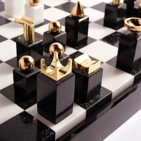 Modern Chess Set, Designer Desk, Ice Stone, Stone And Wood, Wood And Marble, Black Resin, Ebony Wood, Desk Design, Chess Pieces