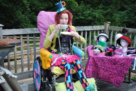 How Cosplay Changed My Life With Chronic Illness | The Mighty Mad Hatter Cosplay, Wheelchair Costumes, Living With Chronic Illness, Wheelchair Bags, Fairy Cosplay, Wet Felting Projects, Unique Costumes, Halloween Costumes For Girls, Fantasy Makeup