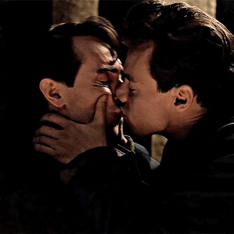 Harry Styles Kissing Men, Harry Styles My Policeman Kissing, Tom And Patrick My Policeman Kiss, My Policeman Kiss, Harry Styles Kiss, Harry Styles Kissing, Lgbt Culture, Police Love, My Policeman