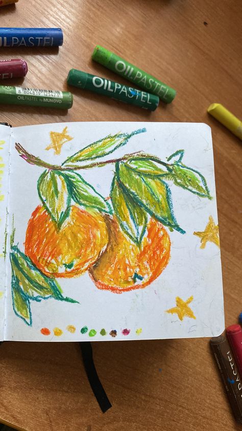 Orange Oil Pastel Drawing, Oil Pastel Dragon Eye, Felt Tip Art, Colorful Art Reference, Easy Crayon Painting Ideas, Easy Drawings Crayons, Easy Crayons Drawing, Easy Drawings With Crayons, Aesthetic Crayon Drawings