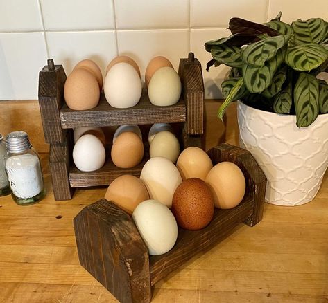 Farmhouse Egg Holder, Counter Top Egg Storage, Counter Egg Holder, Egg Counter Storage, Diy Egg Holder, Chicken Egg Holder, Farmhouse Eggs, Homestead Ideas, Egg Container