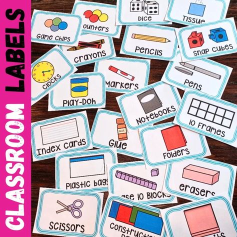 Classroom Labels! These are the perfect way to organize your classroom! This resource contains labels for supplies and manipulatives. Comment LABELS for the link! #classroomorganizing #classroomorganization #classroomorganisation #classroomlabels #organizedclassroom #organized #organizedclassroomhappyteacher Snap Cubes, Classroom Organisation, Classroom Labels, Art Area, Index Cards, Erasers, Classroom Organization, Crayon, Cute Art