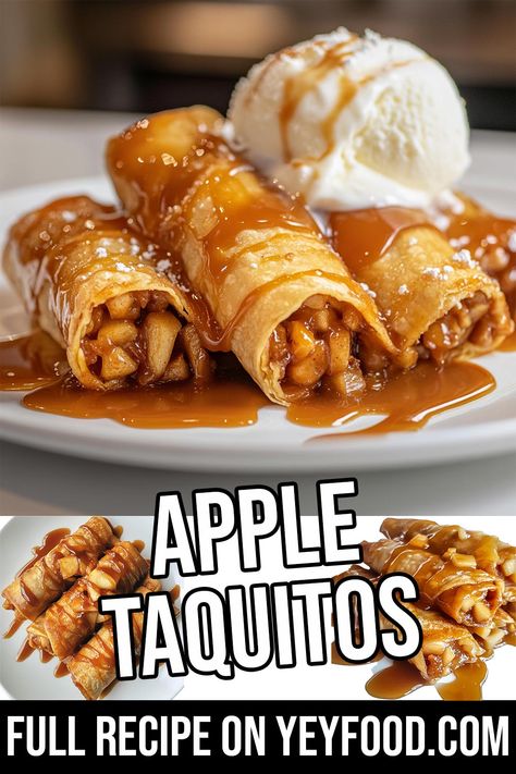 Easy Apple Taquitos - Yeyfood.com: Recipes, cooking tips, and kitchen hacks for home cooks of all levels Apple Taquitos Recipes, Corn Tortilla Dessert Recipes, Fruit Taquitos, Dessert Taquitos, Apple Taquitos, Tortilla Dessert, Cinnamon Sugar Tortillas, Hacks For Home, Pumpkin Crisp