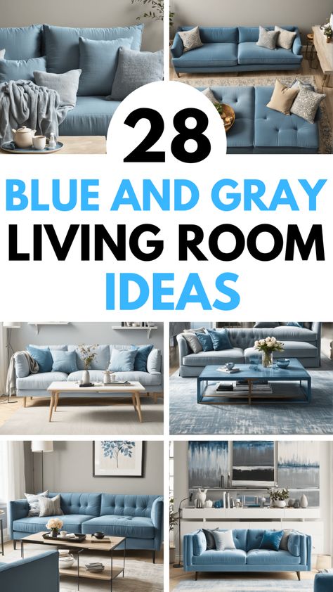 28 Blue and Gray Living Room Ideas – The Crafty Hacks Blue And Gray Living Room, Blue Living Room Color Scheme, Blue Living Room Color, Gray Living Room Ideas, Blue Grey Living Room, Light Blue Living Room, Soft Blue Walls, Light Blue Sofa, Blue Sofas Living Room