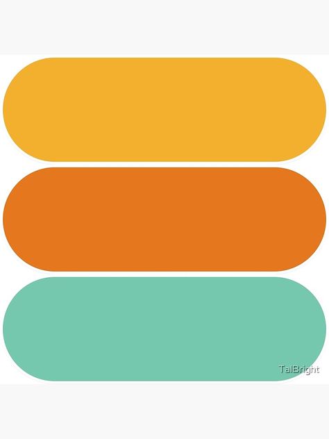 "70s Color Palette - turquoise, yellow, orange - retro 3 color scheme" Poster for Sale by TalBright | Redbubble Modern 70s Color Palette, Fall Retro Color Palette, 70s Retro Colour Palette, Orange Turquoise Color Palette, Orange Turquoise, 3color Palette, Yellow And Orange Color Palette, 3 Color Pallete, Retro Pastel Color Palette