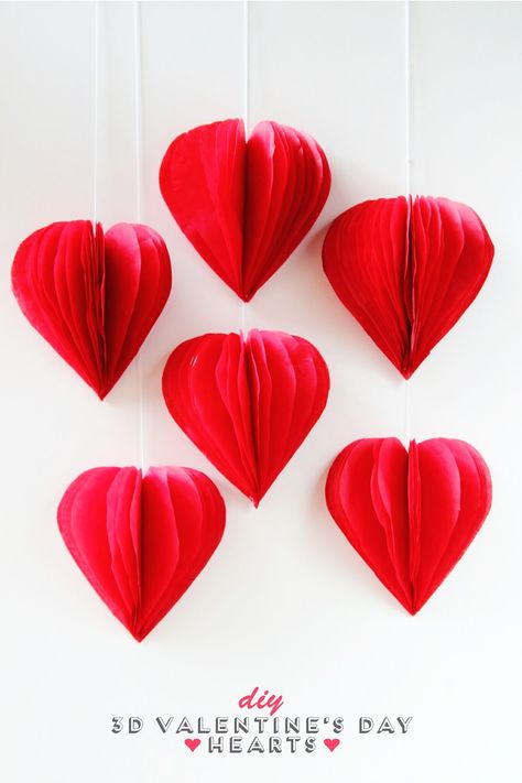 Make 3D Tissue Paper Hearts Tissue Paper Hearts, Diy Valentine Decorations, Valentine's Bouquet, Easy Crafts For Adults, Valentine Paper Crafts, Escuela Diy, Saint Valentin Diy, Valentines Bricolage, Air Dry Clay Ideas