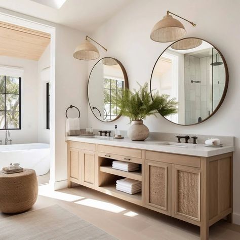 Bathhouse Interior Design, Neutral Spa Like Bathroom, Bathroom In Room, Townhouse Bathroom, Bathroom Lights Over Mirror, Modern Bathroom Light Fixtures, Mediterranean Bathroom, Bathroom Lights, Modern Bathroom Lighting