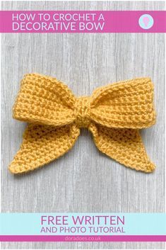 Crochet Large Bow Free Pattern, Crochet Bow Applique Free Pattern, Multicolor Yarn Projects, Crochet Wand Pattern, Crochet Big Bows Free Pattern, Hair Bow Crochet Pattern, Crocheted Bows Free Pattern, Crochet Bows Free Pattern Easy, Crochet Bow Clip