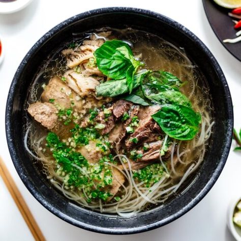 Truly Authentic Vietnamese Pho Recipe · i am a food blog Brisket Pho Recipe, Authentic Pho Recipe, Instant Pot Pho Recipe, Vietnamese Pho Soup Recipe, Asian Noodle Soup, Pho Soup Recipe, Pho Beef, Pho Broth, Beef Rib