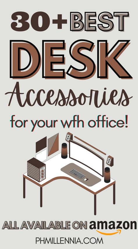 Spruce up your home office with these useful desk accessories that not only look fun, cool, cute, and decorative, but are also fully functional, helpful, effective, and efficient. These useful desk accessories will make your home office setup more enticing and encouraging, and inspire you to be more productive, comfortable, creative, and happy while working from home. #phmillennia #wfh #remotework #workfromhome #homeoffice #deskaccessories #office #home #remotework #homeofficeessentials #desk Mens Office Decor At Work, Office Gadgets Accessories, Office Desk Essentials, Desk Essentials Office, Small Office Organization, Work Desk Organization, Black Desk Office, Wfh Office, Cactus Gardens