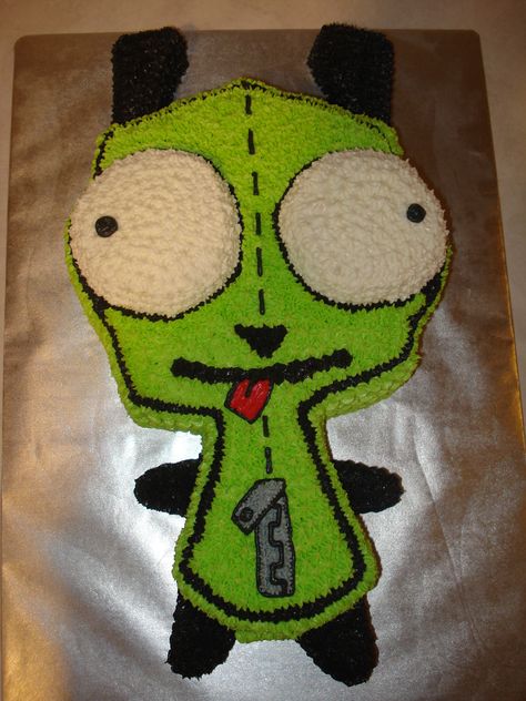 Gir Birthday Cake (formed free-hand) Invader Zim Birthday Party, Invader Zim Birthday Cake, Invader Zim Cake, Gir Hat Invader Zim, Gir Hoodie Invader Zim, Ivander Zim Gir, Funny Birthday Cakes, Birthday Wishes For Myself, Art Journal Therapy