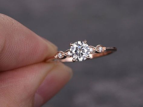 Moissanite Engagement Ring Rose Gold, Gold Diamond Wedding Rings, Rose Gold Diamond Ring Engagement, Moissanite Ring Set, Cute Engagement Rings, Engagement Ring Rose Gold, Morganite Engagement, Morganite Engagement Ring, Rose Engagement Ring