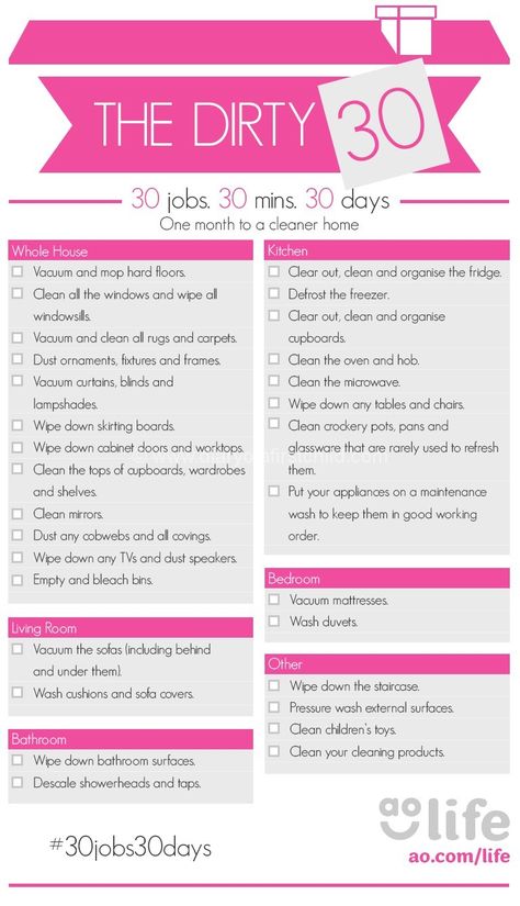 Spring Cleaning Cleaning Your House, Cleaning Schedule Templates, Minimalism Challenge, Cleaning Schedule Printable, Squat Challenge, House Cleaning Checklist, Dirty 30, Weekly Cleaning, Household Cleaning Tips