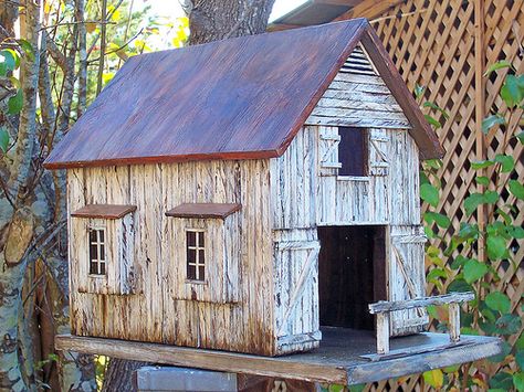 Old Barn Birdhouse- model of what I want my natural light studio to look like :) Barn Birdhouse, Barn Birdhouses, Rustic Birdhouses, Birdhouses Bird Feeders, Birdhouse Ideas, Beautiful Birdhouses, Birdhouses Rustic, Garden Birdhouses, Bird House Feeder