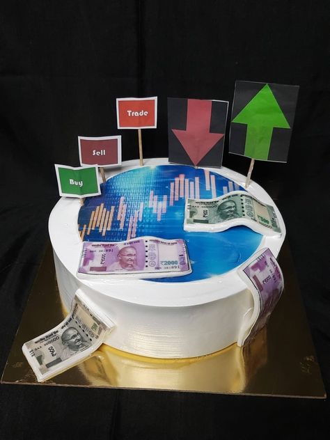 Trading Cake Design, Stock Market Theme Cake, Stock Market Cake Ideas, Share Market Theme Cake, 50th Birthday Cakes For Men, Trading Learning, Cake Cafe, Vegetable Design, Classy Quotes