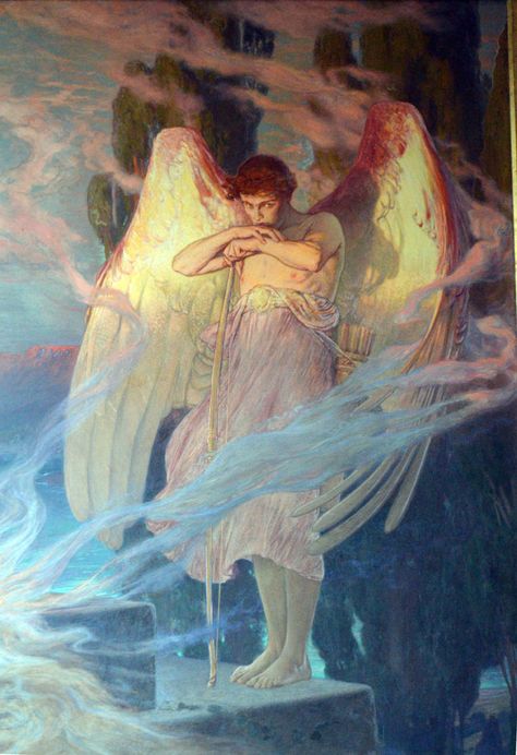 Julius Kronberg, via Gurney Journey Julius Kronberg, Ange Demon, Greek Mythology Art, Angel Painting, Mythology Art, Wow Art, Old Paintings, Arte Fantasy, Art And Illustration