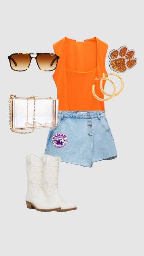 #gamedayoutfit #outfitinspo #beauty #orange #clemson #gameday #gamedayfit Auburn Gameday Outfit, Clemson Gameday Outfit, Clemson Gameday, Clemson Outfits, College Football Game Outfit, College Gameday Outfits, Auburn Football, Tailgate Outfit, Football Game Outfit