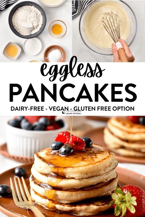 Gluten Free Egg Free Pancakes, Dairy Free Egg Free Pancakes, Egg Free Pancake Recipe, Gluten Free Dairy Free Pancakes, Dairy Free Pancake Recipe, Eggless Pancakes, Vegan Gluten Free Pancakes, Fluffy Gluten Free Pancakes, Egg Free Pancakes