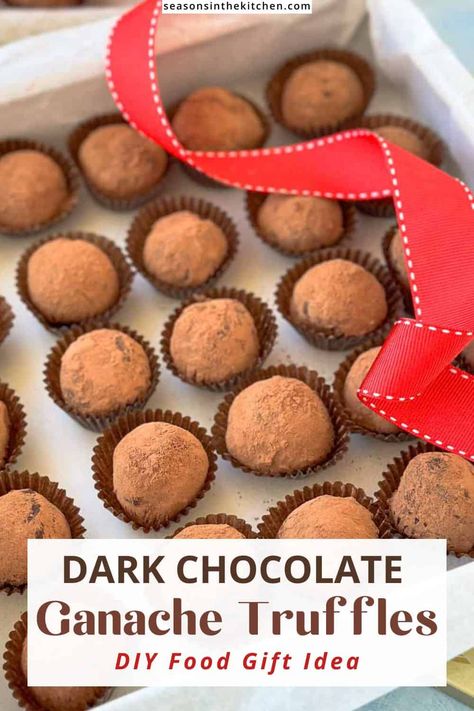 These dark chocolate ganache truffles are a dreamy indulgence, made with cream and dark chocolate. Perfect for parties, gifting, or satisfying your sweet tooth. Make them today! Chocolate Ganache Truffles, Ganache Truffles, Chocolate Truffles Recipe, Homemade Dark Chocolate, Easy Truffles, Homemade Truffles, Truffles Recipe, Diy Food Gifts, Dark Chocolate Ganache