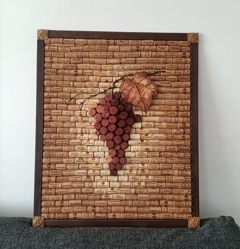 Wall Art "Grape" made with wine corks. #winecork #walldecor #wallart #corkcrafts Cork Board Art, Barndo House, Wine Cork Wall Decor, Wine Cork Diy Projects, Cork Diy Projects, Wine Crafts, Cork Ideas, Wine Cork Diy Crafts, Wine Cork Projects