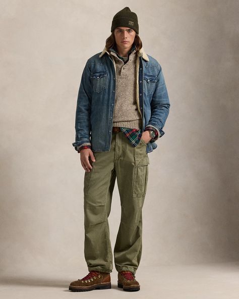 Discover the Fleece-Lined Denim Western Shirt Jacket for men from Ralph Lauren today. Explore our latest collection today. Mens Ralph Lauren Outfit, Ralph Lauren Denim Jacket, Fleece Lined Denim Jacket, Denim Western Shirt, Western Outfits Men, Western Denim Shirt, Lined Denim Jacket, Ivy Style, Ralph Lauren Mens