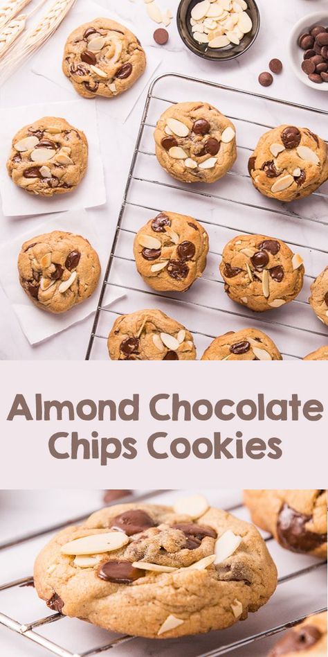 Almond chocolate chips cookies are classic chocolate chips cookies with the addition of crispy thinly toasted almond. Soft and chewy, but also crunchy from almonds! Great dessert and snack accompanied… More Almond Chocolate Chip Cookies, Chocolate Chips Cookies, Super Cookies, Baked Breads, Almond Chocolate, Fantastic Recipes, Cookies Soft, Scrumptious Food, American Diet