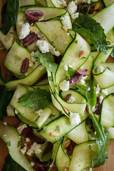 Zucchini Ribbon Salad with Goat Cheese Zucchini Ribbon Salad, Salad With Olives, Ribbon Salad, Raw Zucchini, Ideal Protein Recipes, Zucchini Ribbons, Zucchini Salad, Ideal Protein, Core Stability