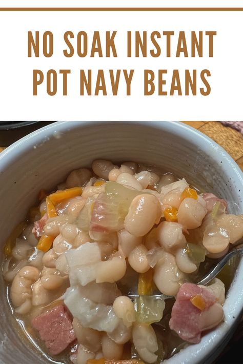 Instant Pot Navy Bean Soup Navy Beans In Instant Pot, Ham Hocks Instant Pot, Instant Pot Navy Beans, Instant Pot Ham And Beans No Soak, Navy Bean Soup Instant Pot, Navy Bean And Ham Soup Instant Pot, Instant Pot Navy Beans No Soak, Beans And Ham, Navy Bean Soup