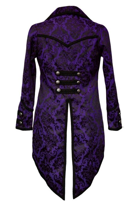 Stunning gothic clothing USA Gothic Tailcoat, Purple Steampunk, Goth Culture, Brocade Coat, Tail Coat, Gothic Fashion Women, Steampunk Pirate, Purple Corset, Pirates Life