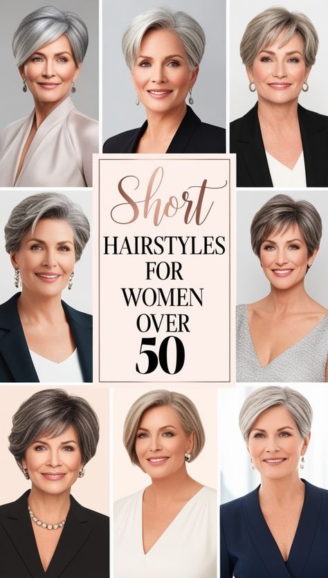 Short Hairstyles for Women Over 50 Short Hairstyle Women Feminine, Soft Classic Short Hair, Over Fifty Hairstyles Over 50, Over 50 Short Hairstyles For Women, Short Hairstyles Women Over 50, Short Bob Haircuts For Women Over 50, Short Hair For 50 Year Old Women, Salt And Pepper Hair Over 50, Hair Color For Older Women Over 50