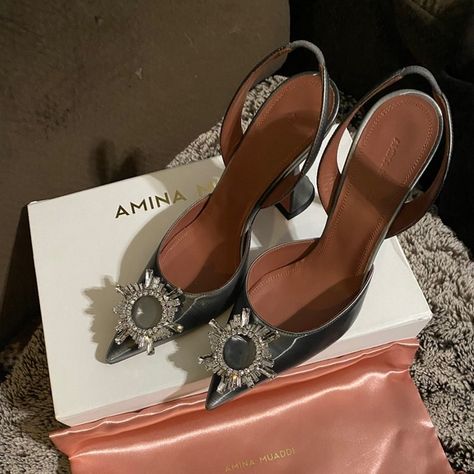 Amina Muaddi (Never Worn in Box) Amina Muaddi Begum, Muaddi Shoes, Amina Muaddi Shoes, Amina Muaddi, Box Color, Designer Shoes, Limited Time, Sandals Heels, Sandals