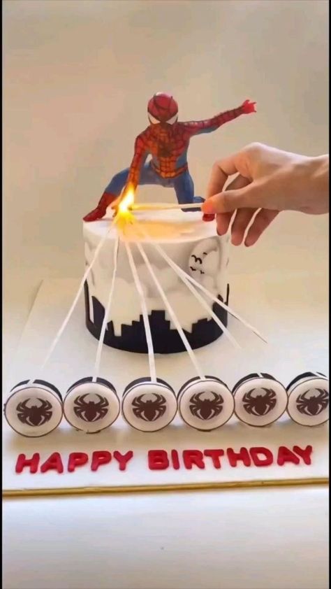 Marvel Birthday Cake, Spider Man Theme, Fire Cake, Rodjendanske Torte, Spiderman Birthday Cake, Baby Boy Birthday Cake, Marvel Cake, Cake For Husband, Celebrate Birthday