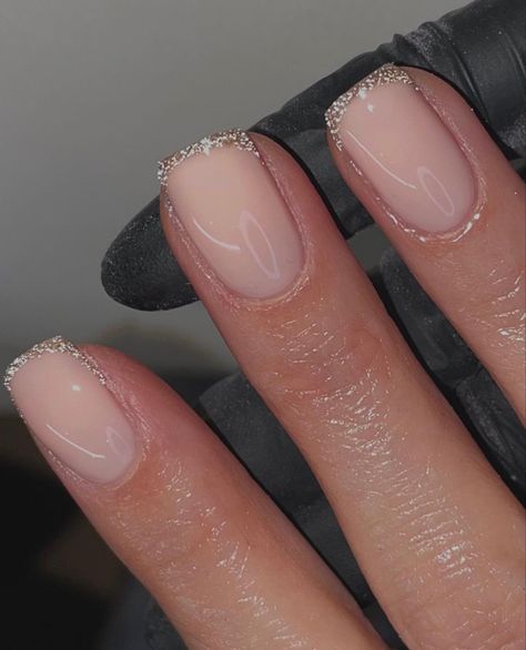 Short Classy Nails, Old Money Nails, Glitter French Nails, Money Nails, French Manicure Nails, Simple Gel Nails, Casual Nails, Cute Gel Nails, Clean Nails