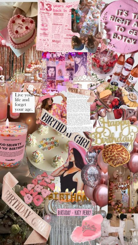 Birthday Collage, Birthday Wallpaper, 14th Birthday, 13th Birthday, Collage, Birthday, Pink