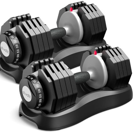 ATIVAFIT Adjustable Dumbbell Set, 55LB Dumbbell Weights Set, 10 in 1 Free Weights Fast Adjusted by One Hand, Dumbbells with Safety Lock, Anti-Slip Handle and Tray for Home Gym Workout Fitness Strength Training Women Full Body Workout, Gym Dumbbell, Weight Lifting Equipment, Adjustable Dumbbell Set, Free Weights, Adjustable Dumbbells, Dumbbell Set, Weight Set, Dumbbell Workout