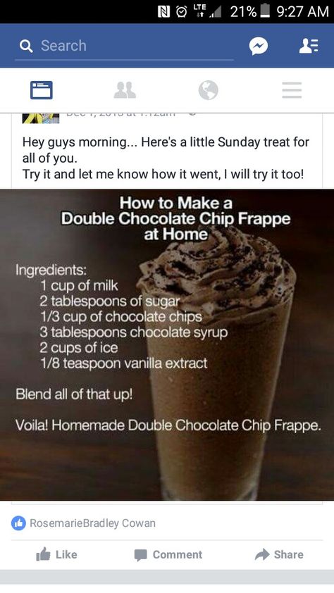 Double Chocolate Chip Frappe, Frappe At Home, Chocolate Chip Frappe, Vanilla Extract Recipe, Life Made Simple, Spa Food, Frappe Recipe, Chocolate Milkshake, Milkshake Recipes