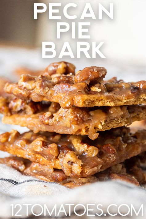 Pecan Pie Bark, Pecan Halves, Fruity Snacks, 12 Tomatoes Recipes, Pecan Bars, Homemade Food Gifts, Pecan Pie Bars, Christmas Foods, Christmas Candy Recipes