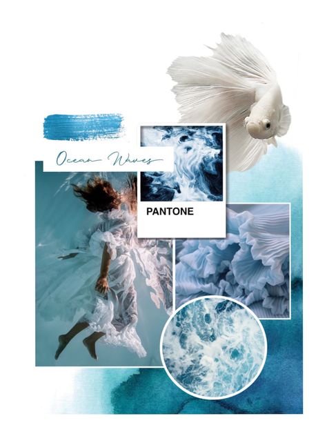 Wave Inspired Fashion, Waves Mood Board, Marine Moodboard, Theme Board Fashion Inspiration, Ocean Mood Board, Planet Stickers, Fashion Design Inspiration Board, Mood Board Fashion Inspiration, Graphic Design Portfolio Cover