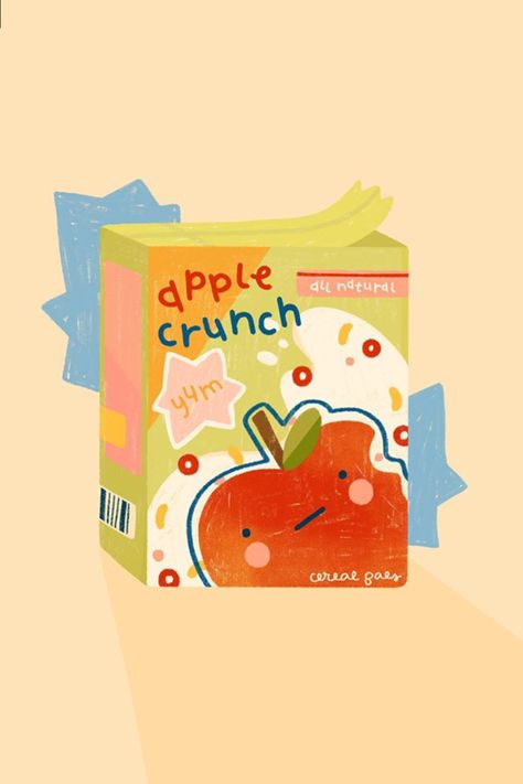 Cereal Illustration Design, Cereal Drawing, Cereal Box Design, Desain Buklet, Cute Food Drawings, Cute Food Art, Dessin Adorable, Food Drawing, Packaging Design Inspiration