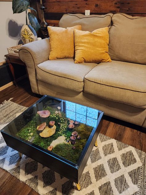 Moss Garden Coffe Table Mushroom - Etsy Moss Coffee Table, Mushroom Furniture, Moss Mushroom, Terrarium Table, Moss Table, Garden Coffee Table, Garden Coffee, Moss Wall Art, Biophilic Design