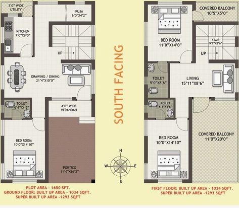 South Facing Duplex House Plans, House Vastu, House Plan Ideas, 30x50 House Plans, 20x30 House Plans, Duplex House Plan, South Facing House, West Facing House, North Facing House